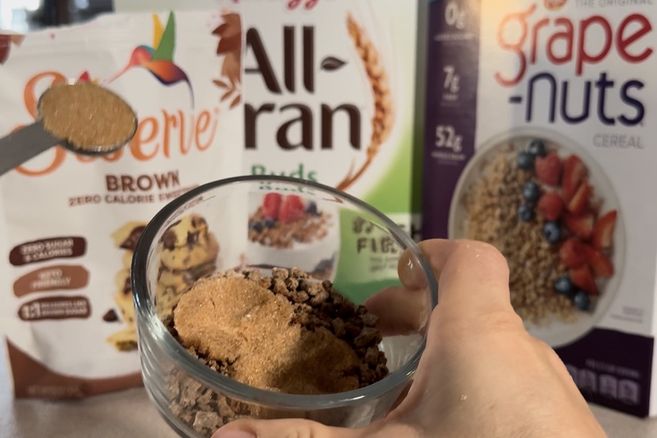 Brown sugar substitute and cereals used for apple fritter streusel